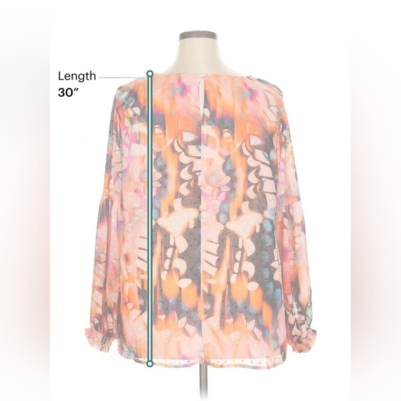 Torrid Neon Butterfly Print Chiffon Blouse Size 2 NWT - Picture 5 of 10